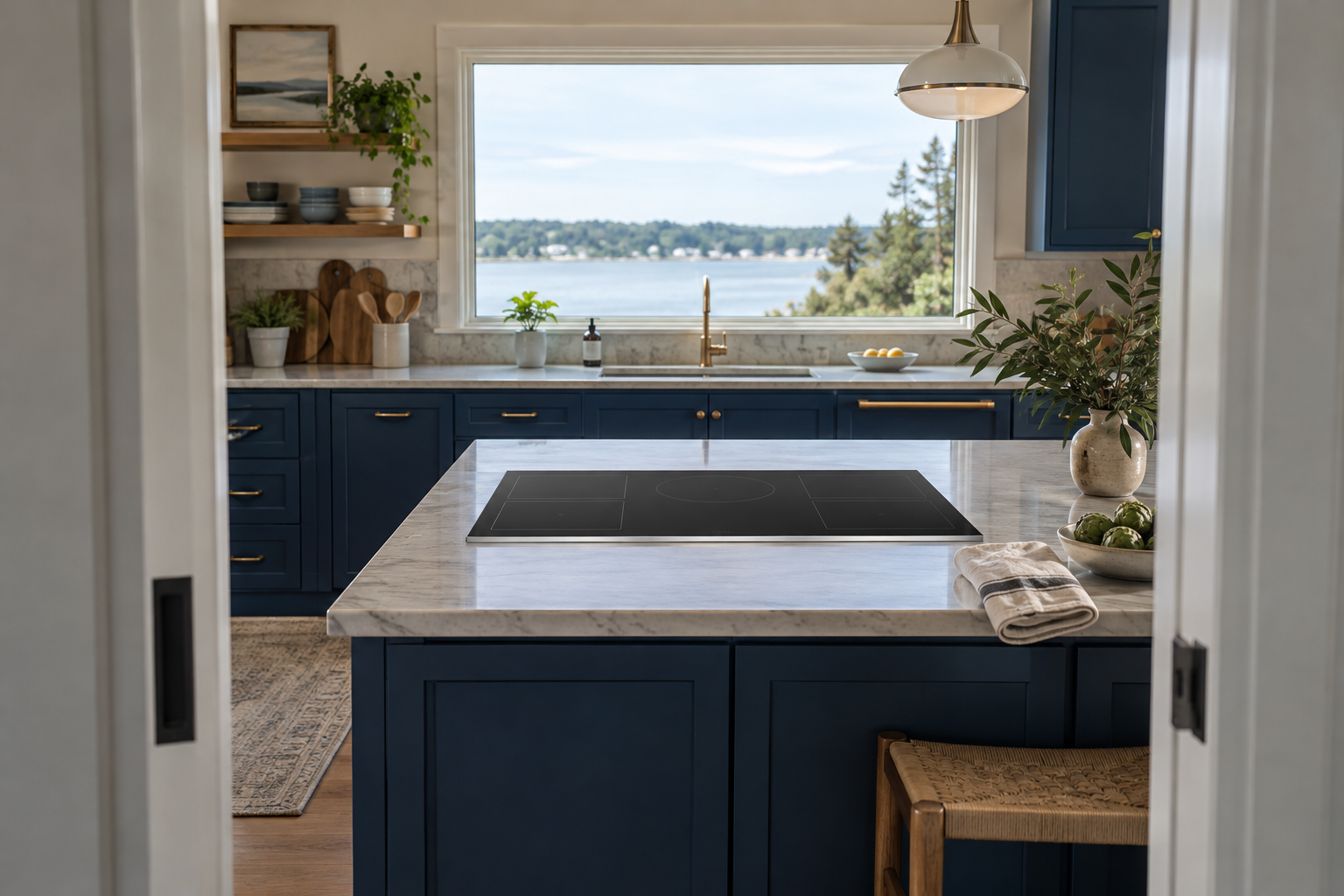 Illustrative Thermador cooktop in a residential kitchen — AI image for Wolf Repair Old Greenwich